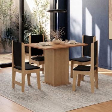 Imagem de Conjunto Sala de Jantar com 4 Cadeiras Luana Yescasa Mel/Preto