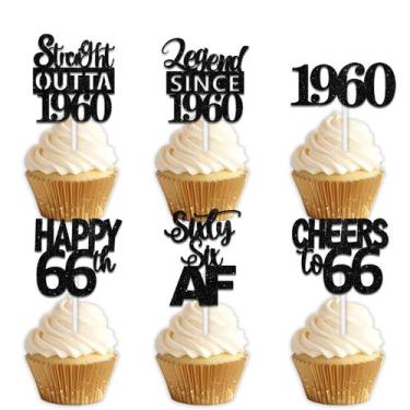 Imagem de Topper para Cupcake LETLIMIT Glitter Preto 30 unidades 5 cm