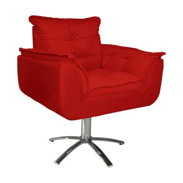 Imagem de Kit 2 Poltronas Decorativa Clínica Com Base Giratória de Metal Opala Suede Vermelho - L...