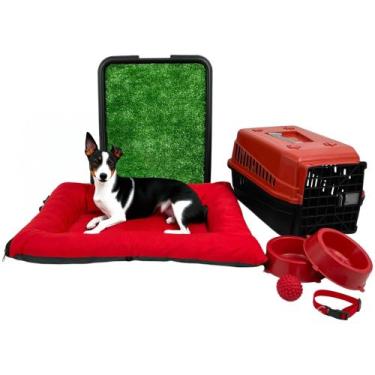 Imagem de Kit Colchonete Pet Médio Sanitário Grama Transporte Acessórios - Supri