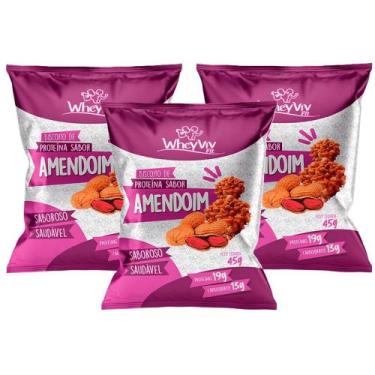 Imagem de 3x Biscoito de Amendoim Wheyviv 45g
