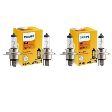 Imagem de Kit com 4 Lampadas Original Philips Standard H4 Halogena 12v - 12342C1