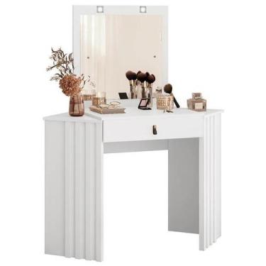 Imagem de Penteadeira Camarim de Canto com Espelho 1 Gaveta Glitter Branco - Alb