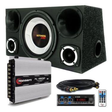 Imagem de Caixa Trio Detoner Bass + Modulo Taramps + Radio Bluetooth