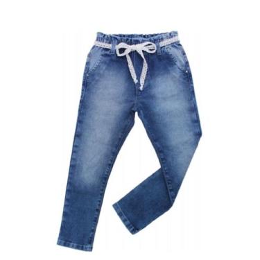 Imagem de Calça Pekas Infantil Menina Kids Lycra Rendinha Delicada 20219, M, Jea