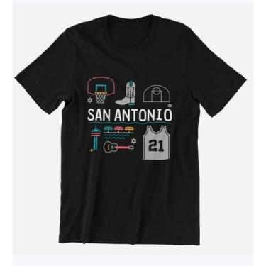 Imagem de Camiseta Basquete Casual San Antonio Estampa Exclusiva Ponto Gol, P
