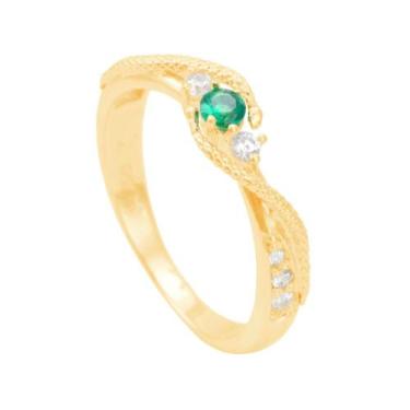Imagem de Anel de Formatura em Ouro 18K com Zircônia Esmeralda - AU13344 - BRUNA
