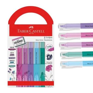 Imagem de Marca Texto Com Cheirinho Grifpen 5 Cores Ponta Chanfrada  Faber-Caste