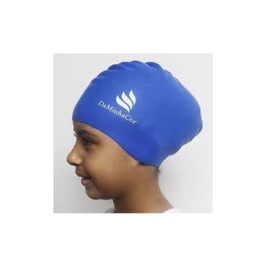 Imagem de Touca natação afro infantil media azul - DA MINHA COR