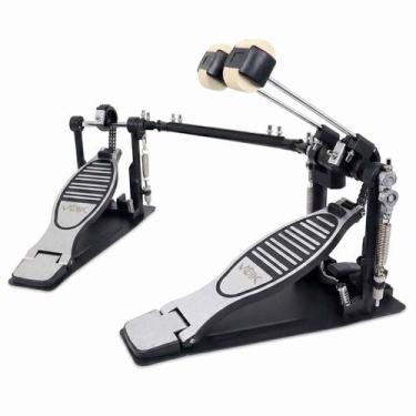 Imagem de Pedal Bumbo Duplo Para Bateria Acústica Voik VPB100 Corrente Dupla Bat