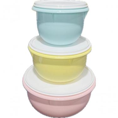 Imagem de Kit 3 Tigelas Batedeiras Pastel para Preparo e Armazenar Alimentos Plástico Resistente Tupperware