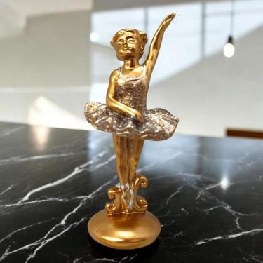Imagem de Enfeite Decorativo Estátua em Resina Luxo Bailarina Dourada 12cm - Bra