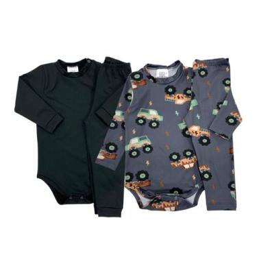 Imagem de Kit 2 Conjuntos Térmicos Bebê Body e Calça Liso e Estampado - P - Fofo