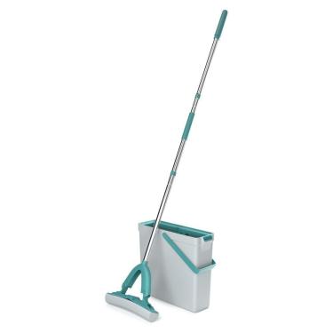 Imagem de Mop com Balde Espremedor Flex Limpeza de Pisos Espuma PVA Absorvente Compacto 10L Verde Esmeralda Flashlimp
