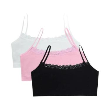 Imagem de Sutiãs De Treinamento De Renda Para Adolescentes, 3 Peças, Tops De Alg