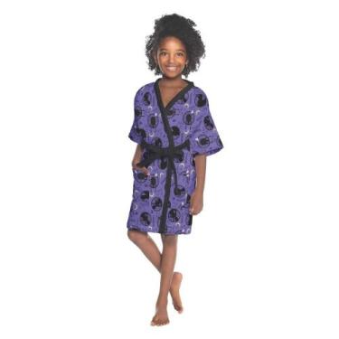Imagem de Roupão Atoalhado Infantil Lepper Antialérgico Wandinha Kimono Com Mang