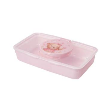 Imagem de Porta Lenço Umedecido Infantil Decorado Bebê Plasútil, Ursa rosa