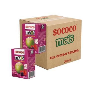 Imagem de Água De Coco Sococo Sabor Frutas Vermelhas 200ml Cx c/ 12 UN