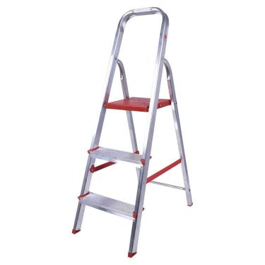 Imagem de Escada Worker 3 Degraus Alumínio com Alça Pés Antiderrapantes Dobrável 118KG 10CM 1,18M