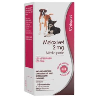 Imagem de Meloxivet 2mg Cartela Com 10 Comprimidos Para Cães De Médio Porte Dupr