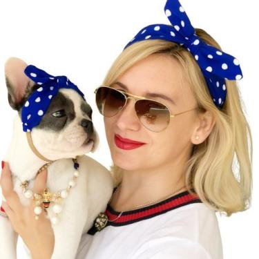 Imagem de Kit Faixa Cabelo Pet e Mãe de Pet Estampa Fashion Laço Luxo - - anjo d