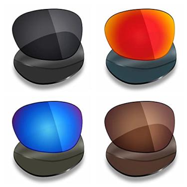 Imagem de 4 pares de lentes polarizadas de substituição para óculos de sol Oakley Pulse da Mryok – Stealth preto/vermelho fogo/azul gelo/marrom bronze
