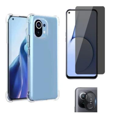 Imagem de C7COMPANY Capa de Celular Xiaomi Mi 11 Lite - Case Transparente TPU com Película de Câmera e Privacidade