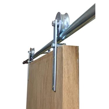 Imagem de Kit p/Porta Celeiro 2 Roldanas Aparente - Tubular 1,10 M - Prata- Al-Fer