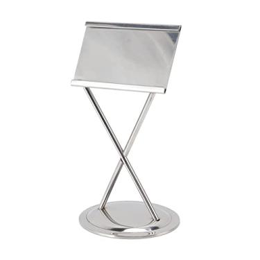 Imagem de Suporte para cartão de visita, design elegante, suporte para número de mesa de aço inoxidável amplamente utilizado base estável sem desbotamento resistente para reuniões em casa para escritório