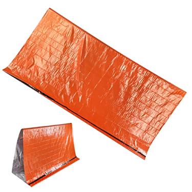 Imagem de Alomejor Tenda de emergência ao ar livre cobertor de sobrevivência multifuncional tenda saco de dormir tenda impermeável descartável com corda de nylon (laranja)