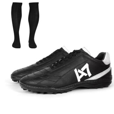 Imagem de Chuteira Society Masculina Solado Costurado de Borracha Conforto + Meião