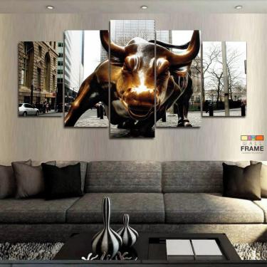 Imagem de Quadro Decorativo Moderno Touro De Wall Street 130x63 cm