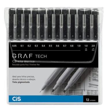 Imagem de Caneta Técnica Graf Tech Estojo Com 12 Pontas - Cis