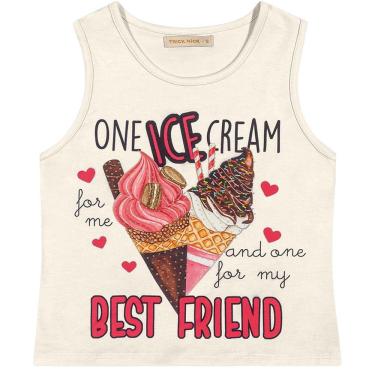 Imagem de Regata Infantil Feminina Ice Cream Trick Nick Bege