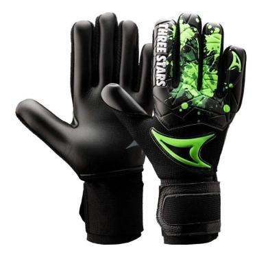 Imagem de Luva de Goleiro Three Stars Kick Campo Preto e Verde