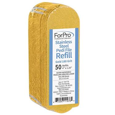 Imagem de ForPro Professional Collection Refil de arquivo Pedi de aço inoxidável, grão 180, dourado, almofadas de refil de pedicure de tira EZ-Strip, 3,2 cm L x 10,16 cm C, 50 unidades