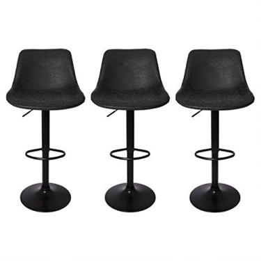 Imagem de Kit 3 Banquetas Giratórias Roma Vintage Preta