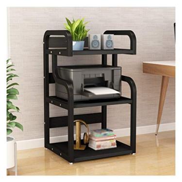 Imagem de Suporte de impressora de chão Suporte de impressora Moldura de metal Pés antiderrapantes Prateleira de armazenamento de grande capacidade multicamada, para escritório sala de estar máquina de fax Scanner Rack de impressora para mesa (Cor: Preto)