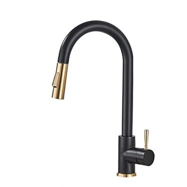 Imagem de Torneira de cozinha preta misturador de água quente e fria torneira de guindaste com fluxo de rotação pia lavagem de louças para cozinha puxar para fora, 4, china