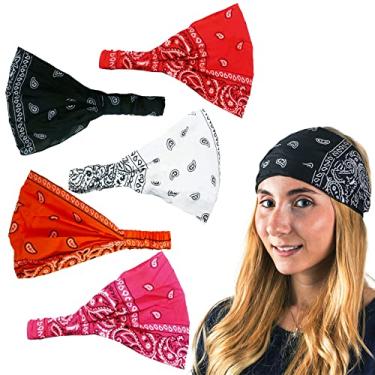 Imagem de Bandana Bandana Bandana Bandana Paisley Bandana - 5 peças Bandanas Largas - Presentes de Natal da CoverYourHair
