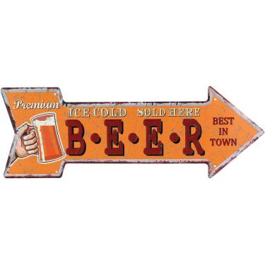 Imagem de RETRO PLACA DECORATIVA 16x25xMETAL LARANJA SETA