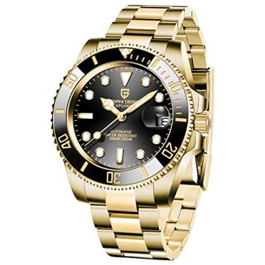 Imagem de Relógio com design pagani japonês à prova d'água, bisel de cerâmica, pulseira de aço inoxidável, relógio masculino moderno dourado 40 mm, Golden black