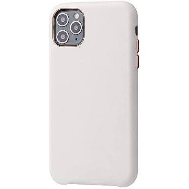 Imagem de HAODEE Capa para Apple iPhone 11 Pro Max (2019) 6,5 polegadas, capa traseira de telefone de couro genuíno ultrafina respirável à prova de choque resistente a arranhões (cor: branco)