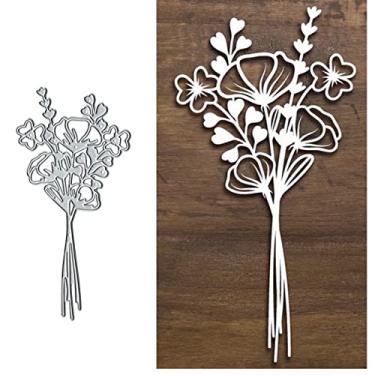 Imagem de Folhas de flores frescas de metal, folhas de folhas de coração srping folhas de cartão de casamento corte matrizes estênceis de corte DIY álbum de fotos álbum de fotos gravação decorativa papel cartão fazendo