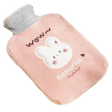 Imagem de Garrafa de água quente com capa de pelúcia macia bolsa de água quente para compressas quentes e frias, aquecedor de pés de mão, ideal para cólicas menstruais, alívio da dor no pescoço e ombro, 10.500 ml
