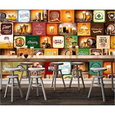 Imagem de Mural de fotos personalizado papel de parede 3D marca comercial cerveja restaurante bar decoração pintura murais de parede 3D papel de parede para sala de estar 250 cm (L)×175 cm (A)