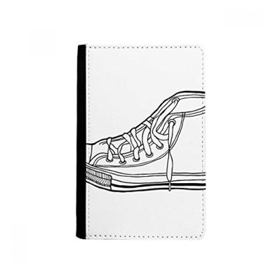 Imagem de Sapatos de lona brancos pintados à mão padrão porta-passaporte Notecase Burse capa carteira porta-cartão, Multicolor