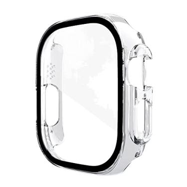 Imagem de KGFCE Capa de vidro para Apple Watch case 49mm smartwatch PC protetor de tela capa temperado capa iwatch série ultra acessórios (cor: transparente, tamanho: 49mm série ultra)