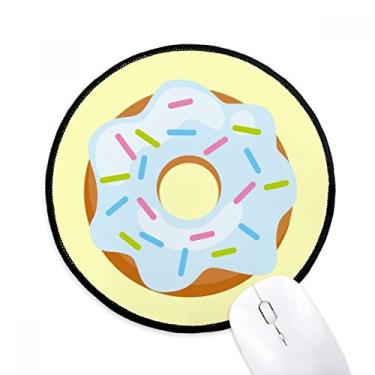 Imagem de DIYthinker Tapete de mouse azul rosquinha sobremesa doce comida para mesa escritório tapete redondo para computador