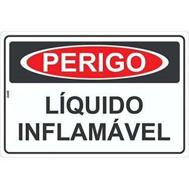 Imagem de Placa Perigo Líquido Inflamável Sinalização 20X30CM